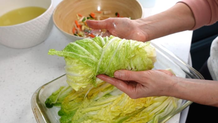 white kimchi cabbage bun