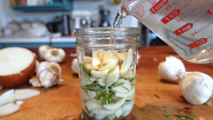 Brine over fermenting garlic